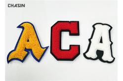 China Number And Alphabet Chenille Embroidery Patches / Embroidered Iron On Appliques supplier