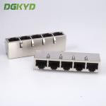 PCB Mount 1x5 Shield Five Ports RJ45 Connector Multiple Port Lan Modular Jacks for sale