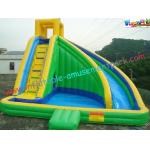 Green Waterproof Outdoor Inflatable Water Slides , Inflatable Water Slide Pool For Adults and Childrens for sale