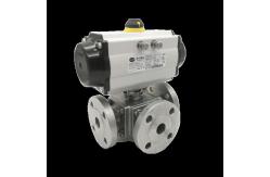 China Precision Control Titanium Ball Valve Pneumatic Three-Way Flanged Design For Industrial supplier