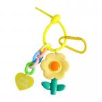 Flower Cartoon Silicone Pendant Keychain Charms Pendan Key Ring for Purse Handbag for sale