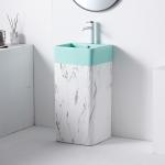 Self Cleaning Rectangular Ceramic Wash Basin Pedestal Bathroom Sink for sale
