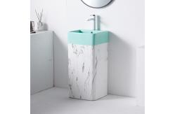 China Self Cleaning Rectangular Ceramic Wash Basin Pedestal Bathroom Sink supplier