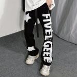 Mens Streetwear Track Pants Applique Graphic Embroidered Patches  Acid Wash Mens Joggers for sale