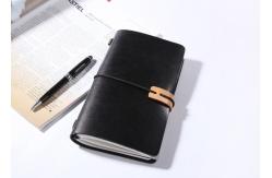China N52-L Black Leather Bound Notebook Refillable Leather Journal supplier