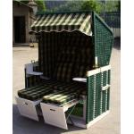 Double Seat Roofed Wicker Beach Chair For Outdoor Garden Leisure for sale