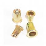 Carbon Steel Threaded Rivet Nuts Zinc Plated M6 Knurled Body With Flat Head for sale