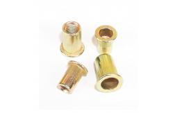 China Carbon Steel Threaded Rivet Nuts Zinc Plated M6 Knurled Body With Flat Head supplier
