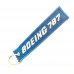 Boeing 787 Aviation Keychain Gift | Deep Blue & Brass Ring | Machine-Washable Embroidery​ for sale