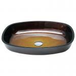 Gradient Brown Tempered Bathroom Wash Basins Melon Shape Table Top Solid Glass Sinks