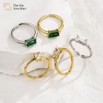 Square Crystal Zircon 18k Diamond Rings Gold Plated Adjustable Opening for sale
