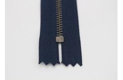 China Pants And Garments Jeans Metal Zipper Auto - Lock Slider Black Polyester Tape supplier