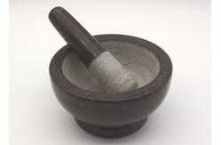 China Black Stone Mortar And Pestle , Garlic Grinder Stone Environment Friendly supplier