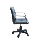Black Leather Home Office Computer Chair Mid Back With Nylon Armrest 8.6KG