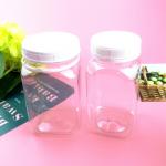 320ml White Screw Cap Square Plastic Juice Bottles Shrink Wrapped