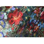 Polyester Multi Colored Embroidered Floral Lace Fabric For Haute Couture for sale