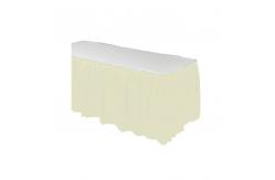 China KINSHUN Ivory Disposable Waterproof Table Skirt Plastic Party Table Skirt supplier