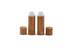 China Custom Empty Cosmetic Lip Balm Tube Bamboo Covered Lipstick 3.5g supplier