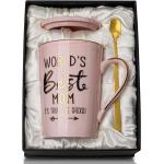 Pink 12oz  Thermal Ceramic Coffee Mug With Lid Spoon Custom Logo for sale