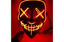 China Custom Halloween Mask LED Glowing Mask Black Words Halloween LED Masks Facepiece supplier