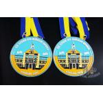 Full Soft Enamel Circle Shape Metal Award Carnival Medals With Two Ribbon Loop for sale