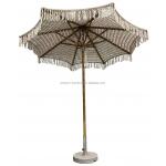9 ft New Design Customized woven beach umbrella Cotton Rope Macrame Parasols handmade tassels Woven Canopy umbrella for sale