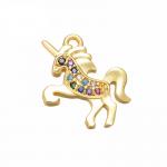 DIY 18k Gold Unicorn Necklace Horse Charms Bracelet Pave CZ Zircon for sale