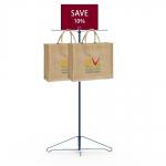 Grocery Promotion Bags Holder Metal Floor Display Stands Two Metal Hooks Long Life for sale