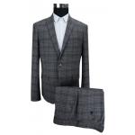 Dark Mens Grey 2 Piece Suit Business , Slim Fit Tailored Suits Zipper Fly for sale