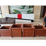 Fiberglass Reinforced Wooden Grain Flower Box For Garden Hotel Or Commecial Square for sale