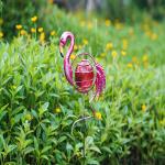 Outdoor Solar Powered Pink Flamingo Solar Garden Statue Lighting for sale