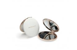 China Rose Gold Metal Compact Mirror Foldable Engraved Pocket Mirror 1cm Thick supplier