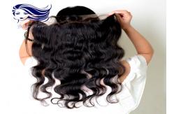 China Front Side Curly Human Hair Wigs / Remy Lace Front Weave Closure Medium Brown supplier