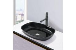 China High Glossy Black Tempered Bathroom Wash Basins Smooth Interior And Exterior supplier