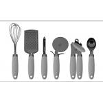 6 Pc Essentials Stainless Steel Kitchen Gadget Set Black Gun Metal for sale