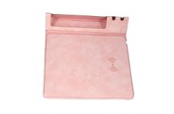 China Large Customized Multifunctional Magnetic Pu Leather Smart Office Wireless Charging Foldable Mouse Pad supplier