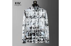 China Customized Logo Mens Luxury Printed Cotton Plus Size Printed Long Sleeve Crop Shirt supplier
