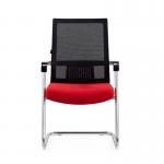 Red Ergonomic Mesh Arched Feet Guest Manager Office Chair For Office