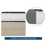 Leather-Covered Small Jewelry Safe Box with Auto Pop-up & Metal Sliding Rail