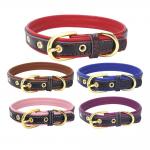 PU Leather Solid Soft Colorful Pet Dog Collar for Small Medium Large Dogs Neck Strap Adjustable Safe Collar for sale