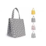 Canvas Fabric Reusable Insulated Lunch Bag With Inner Pocket for sale