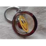 Color Silver Key Chain Personalized Promotional Gifts With Rotatable Smiling Yellow Face for sale