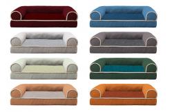 China Eggshell Cotton Filling Elegant Grey Pet Sofa Bed With Non Slip Bottom supplier