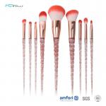 Spiral Plastic Handle Makeup Brush Gift Set Rose Gold Ferrule Private Label for sale
