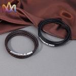 OEM Multi Layer Braided Leather Bracelet With Magnetic Clasp