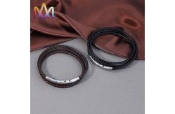 China OEM Multi Layer Braided Leather Bracelet With Magnetic Clasp supplier