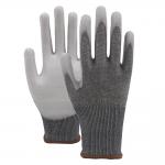 Construction PU Coating Gloves Wear Resistant Grey Polyester Liner Gloves for sale