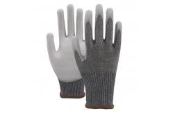 China Construction PU Coating Gloves Wear Resistant Grey Polyester Liner Gloves supplier