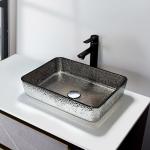 Silver Chromed Rectangular Above Counter Sink Shinning Shallow Vessel Bathroom Sink for sale
