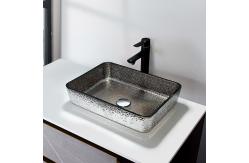China Silver Chromed Rectangular Above Counter Sink Shinning Shallow Vessel Bathroom Sink supplier